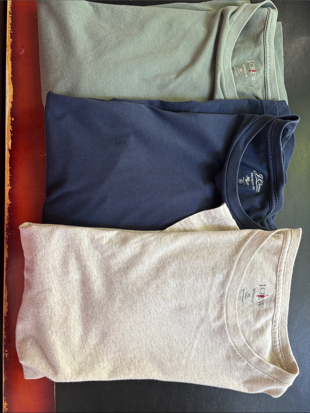 J. Crew Short Sleeve Crewneck Tees in Sage, Maroon, Navy, and Heather